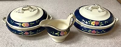 Buy Pair Of Rare 1930s Burleigh Ware Floral Pattern 5687 Lidded Tureens & Sauce Boat • 50£