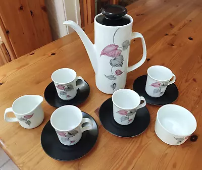 Buy J&G MEAKIN STUDIO Vintage Coffee Pot, 4 Cups & Saucers - Leaf Design • 39.99£