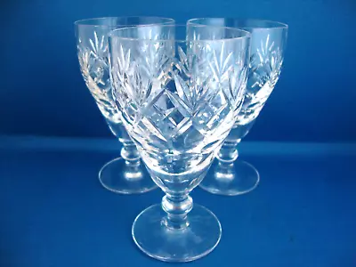 Buy 3 X Royal Doulton Crystal Georgian Cut Pattern Wine Glasses - Unsigned • 17.95£