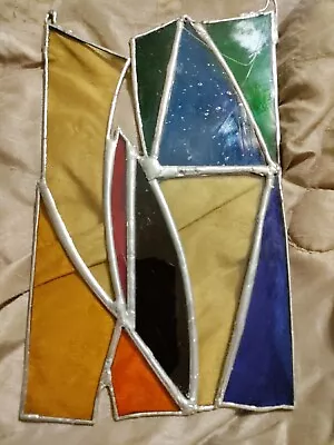 Buy Vintage Stained Glass Hanging Window Suncatcher 5 X 9 Geometric Multi Color • 19.17£