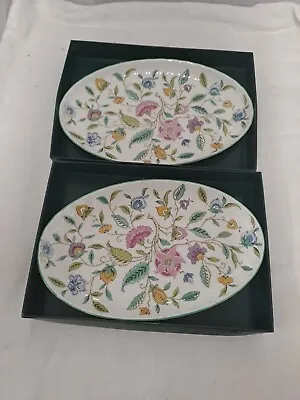 Buy 2 X Minton HADDON HALL Green Bone China Pair Of Oval Trays Side Dishes • 14.99£