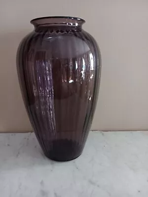 Buy Vtg Anchor Hocking Amethyst Purple Optic Rib 13  Vase • 23.72£