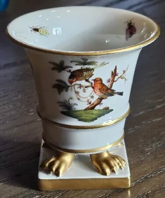 Buy VTG Herend Hungary Rothschild Bird 24kt Gold Claw Footed Urn Vase Butterflies • 124.86£