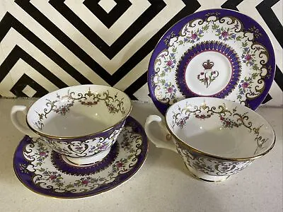 Buy Two Royal Collection Queen Victoria Monogrammed Bone China Cups & Saucers • 50£