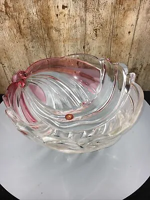Buy Vintage Glass Large 11 Inch Fruit Bowl Roses Louvre WALTHERGLAS In Box Unused • 24£