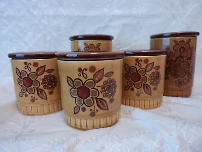 Buy 5 Vintage Storage Jars With Lids - Royal Worcester Palissy Sierra - Ex Condition • 20£