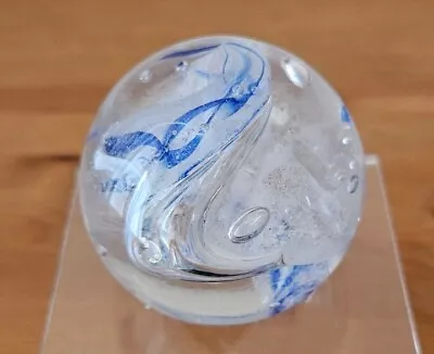 Buy Langham Glass House Blue & White Swirl Paperweight • 10£