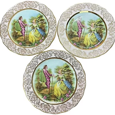 Buy Ashley Fine Bone China Set Of 3 Side Plates Courting Scene Replacements • 17.99£