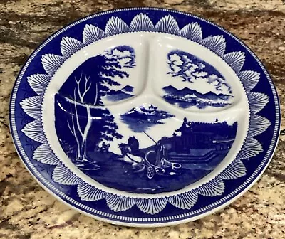Buy MADE IN JAPAN BLUE WHITE GRILL PLATE HORSES MOUNTAINS SCENE 9 3/4”D JAP564 Ex • 19.92£