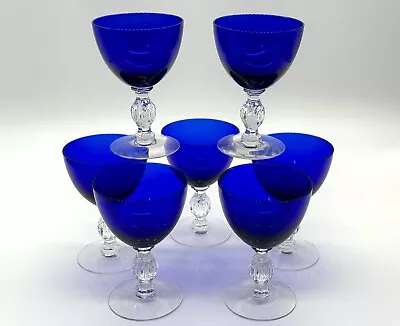 Buy Vintage Cambridge Cobalt Aurora 4”Liquor Cocktail Cordial Glass Set Of 7 • 28.78£