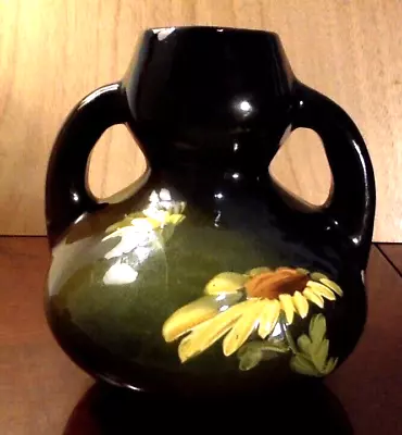 Buy Vintage Art Pottery Sunflower  Daisy Vase : Double Handle Gourd Shaped Unmarked • 22.13£