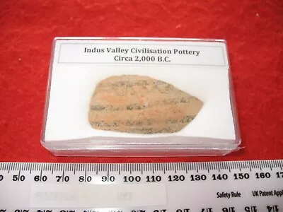 Buy Indus Valley 1500 B.C. Patterned Painted Pottery Large Shard Display Case (A) • 25£