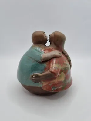 Buy Chulucanas Peru Folk Art Pottery Hugging Couple Figure Signed David Lopez Flores • 39.99£