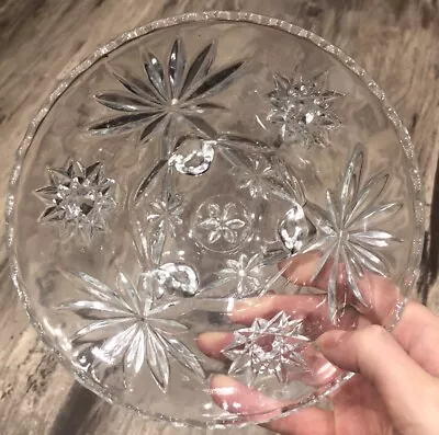 Buy Vintage Pressed Glass Footed Floral Flowers Candy Dish Bowl • 14.22£