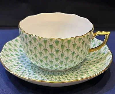 Buy Herend - Ecaille Lime Fishnet - Cup & Saucer Set 20724 New • 147.05£