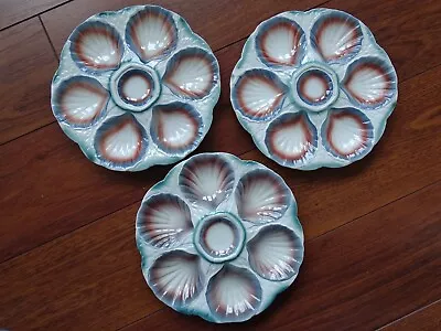 Buy FOUR THREE FRENCH PLATES OYSTER SHELLS FAIENCE MAJOLICA SARREGUEMINES 1920s' • 115.26£