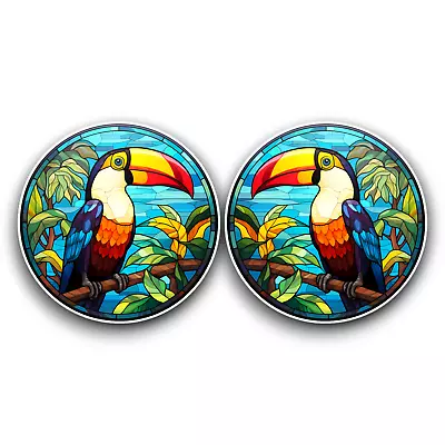 Buy 2x Small Toucan Exotic Bird Stained Glass Window Effect Vinyl Sticker Decal 60mm • 2.59£