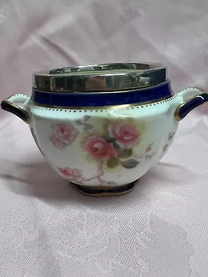 Buy Antique George Jones Crescent China England Sugar Bowl With Silver Trim ✅1203 • 49£