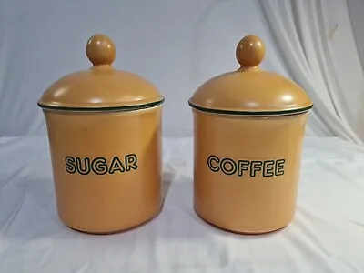 Buy Vintage Hornsea & Pottery Calypso Coffee Sugar Jars Containers Yellow Green 1.7L • 15£