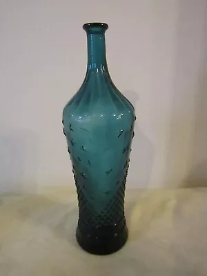 Buy Vintage Retro Large Blue Glass Decorative Bottle Vase Ornament 40cm Tall • 14.99£