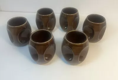 Buy 6x Vintage Holkham Pottery Owl Eye Mugs Cups Brown Glaze T106 • 43.57£