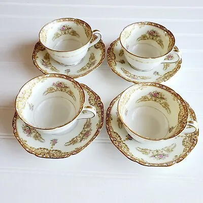 Buy 4 Sets Noritake Cup & Saucer Gold Color Trim Floral Japan Tea Coffee Breakfast • 46£