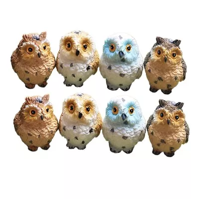Buy 8 Pcs Miniature Animal Toy Ornament Home Decor Owl Figurines C • 10.32£