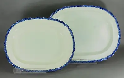 Buy = 18th C. Two Pearlware Platters Blue Feather Edge Leeds Liverpool Staffordshire • 312.29£