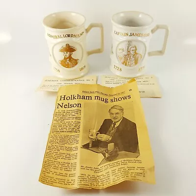 Buy Holkham Pottery Mugs Lord Nelson & Captain James Cook, Limited Edition • 39.99£