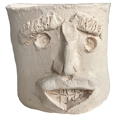 Buy Italian Face Vase Cup Man Studio Pottery Ceramic Planter Smile Bushy Eyebrows EC • 96.05£