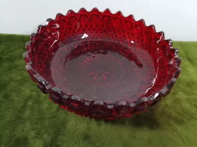 Buy Large Ruby Red Pressed Glass Bowl 23 Cm Diameter ID1183 B63 • 28.95£