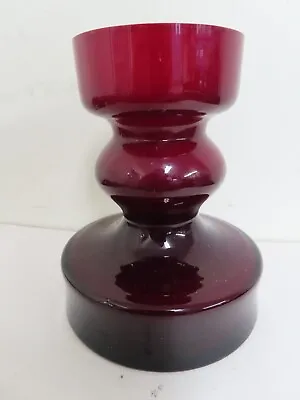 Buy Vintage Glass Red White Cased Vase Hooped Poss. Alsterfors Polish Retro Scandi • 30£