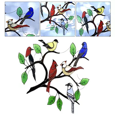 Buy  Lovely   Stained   Glass   Effect   Birds - On - Branch   Window   Panel • 9.46£