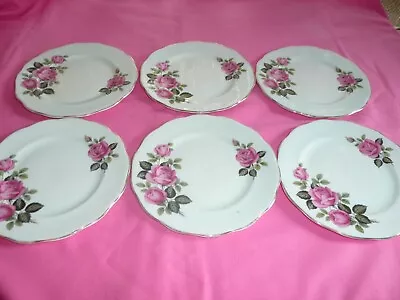 Buy Queen Anne 6 X Bone China Side Plates Mint Green/P Ink Roses • 15£