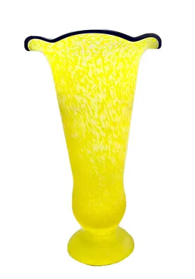 Buy Satin Tango Vase Yellow Handblown Glass 1930’s Czech Franz Welz Art Deco Era 12” • 46.33£