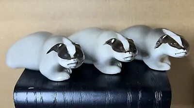 Buy 3 Stunning Vintage Lomonosov USSR Porcelain Badgers - Height 4.5 Cm X 12 Cm • 11.50£