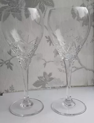 Buy 2 X Edinburgh Crystal Mirage Cut Pattern Wine Goblets Glasses 23 X 9 Cm Stamped • 34.99£
