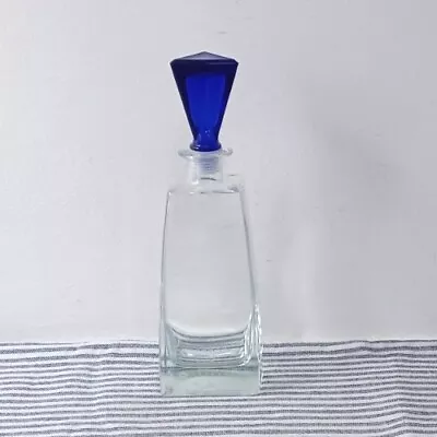 Buy Vintage Perfume Glass Bottle Decorative Ornament Clear Body Blue Triangle Top • 4.99£