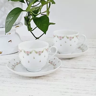 Buy 2 Kaiser Teacups And Saucers (W. Germany) Marseille Pink Flowers • 23.67£