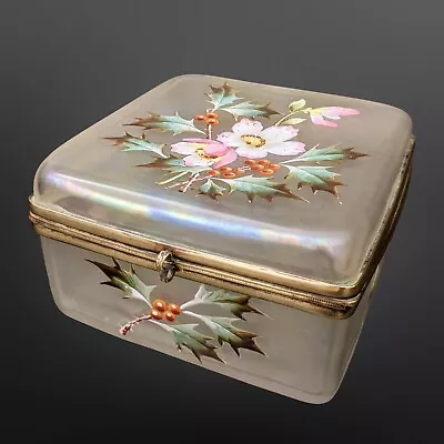 Buy Pretty Victorian Iridescent Glass Jewellery Box Hand Enamelled • 365£