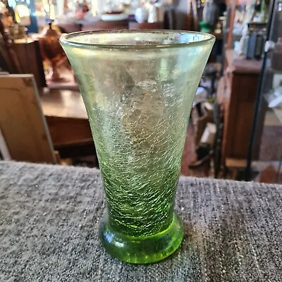 Buy Art Deco Green Crackle Glass Celery, Approx 18.5cm Tall, 1930s • 25£