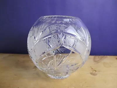 Buy Vintage Cut Glass Spherical Rose Bowl Vase. Large Heavy 7 Inches High • 35£