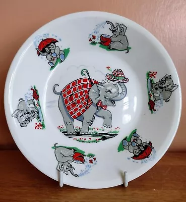 Buy Vintage MCM Figgjo Flint Child's Plate Elephant Pattern VGC • 9.99£