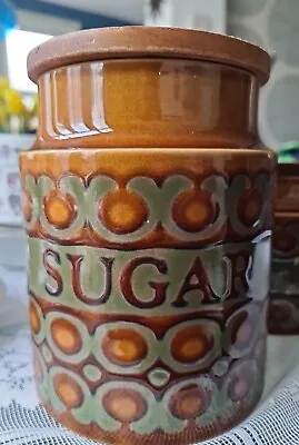Buy LARGE Hornsea Bronte SUGAR Jar Vintage Ceramic Canister 15cm 6” 70s Exc Cond • 22£