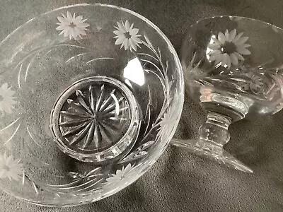 Buy Beautiful Cut Glass Antique Champagne Glass / Coupe And Matching Sweety Bowl • 9£