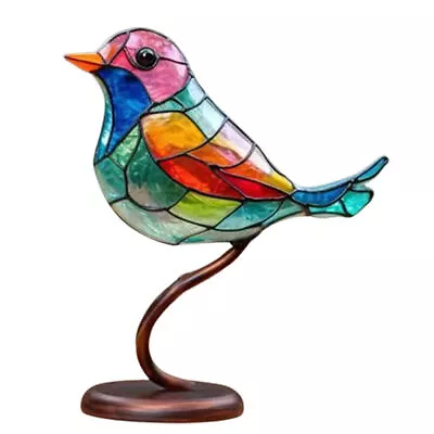 Buy Stained Glass Birds On Branch Desktop Metal Vivid Craft Desktop Decor Ornaments • 9.71£
