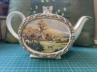 Buy Vintage Sadler Barrel Shaped Teapot English Hunting Horse & Hounds Scene C.1938 • 5£