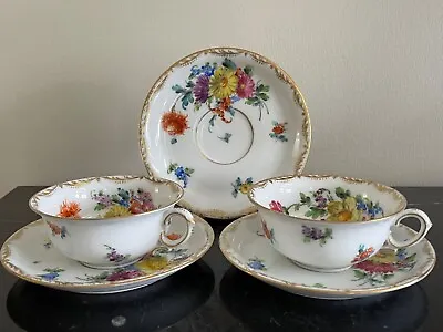 Buy Antique Dresden Franziska Hirsch 1901-1914  Porcelain Mark Cups And Saucers • 336.17£