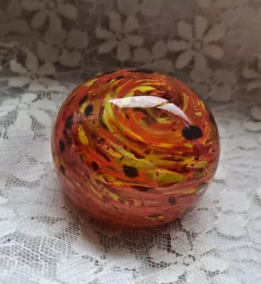 Buy Hand Made Orange & Yellow Speckled Solid Glass Paperweight - Souvenir • 14.50£