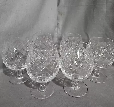 Buy Pair Of Cut Glass Lead Crystal Brandy Balloons Cognac Glasses • 15£